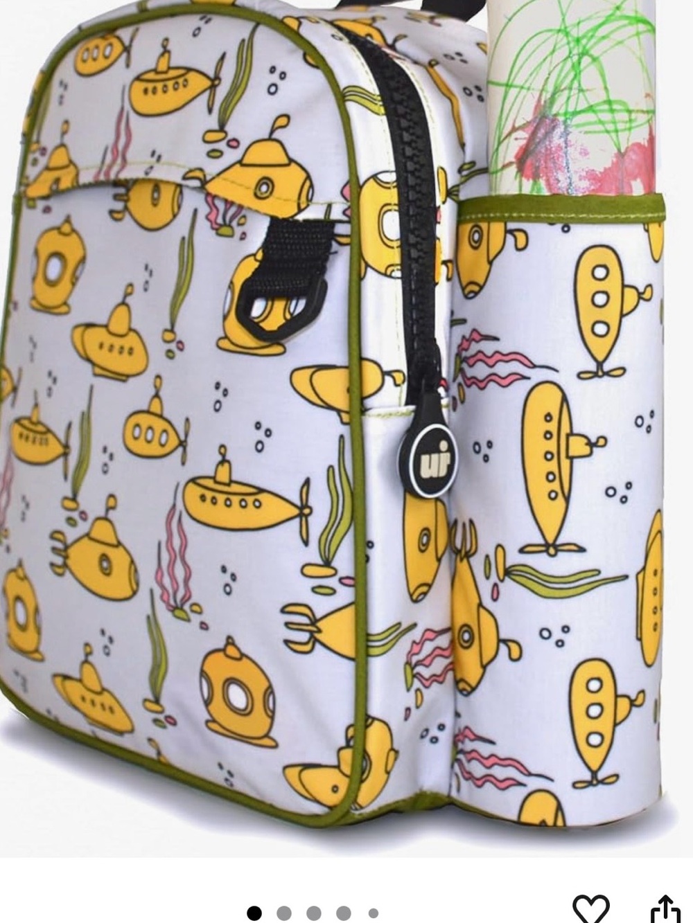 Preschool Daycare Kids Bookbag - Yellow Submarine Print - Picture 7 of 7